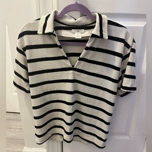 H&M Monochrome Striped Short Sleeve Top